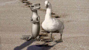 Geico Gecko and Aflac Duck