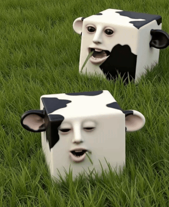 Jon Mud Cow Cubes Eating Grass GIFs
